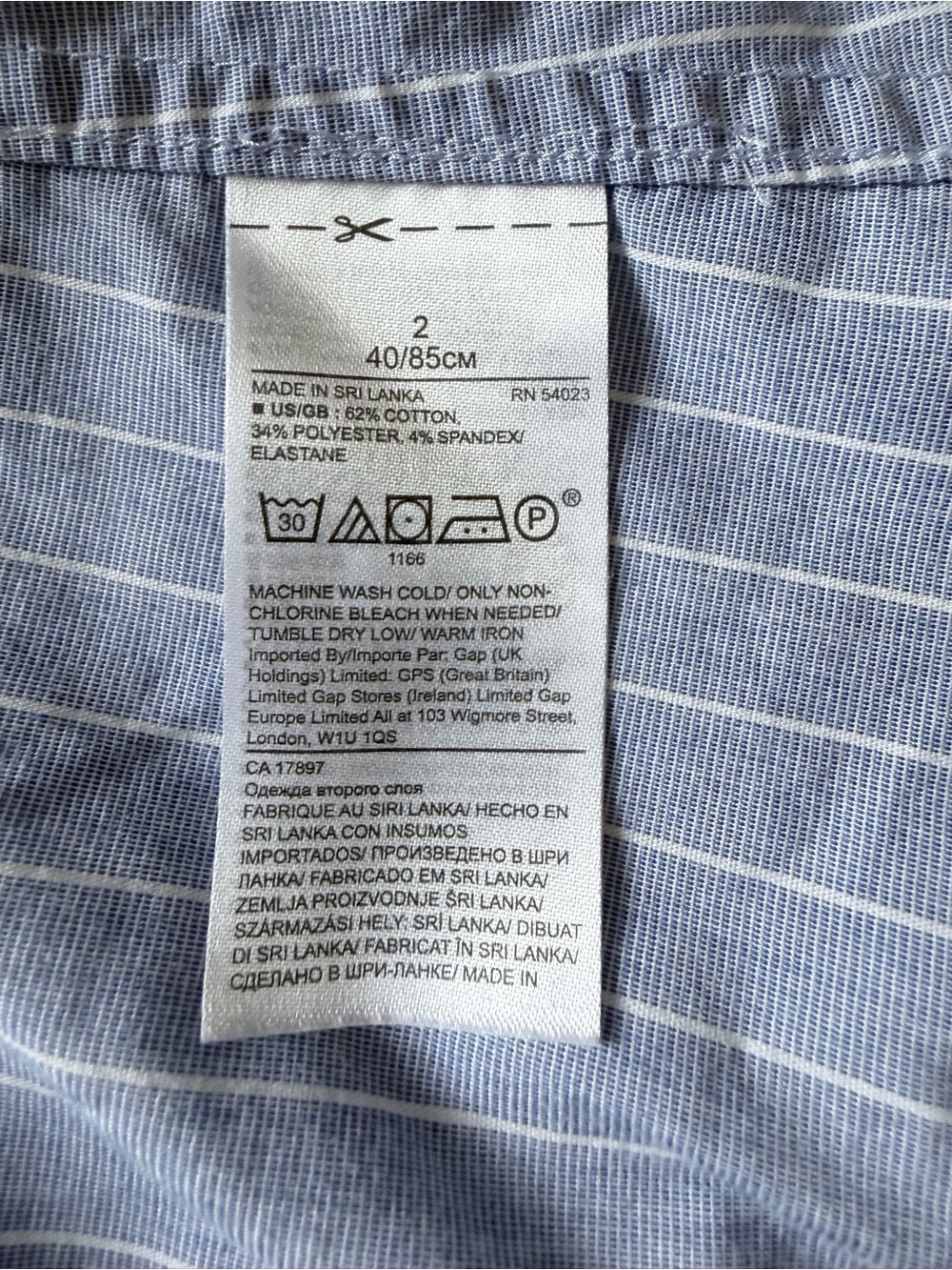 BANANA REPUBLIC Riley Tailored Fit Sleeveless Button-Front Shirt Blue Size 2 - Picture 5 of 5